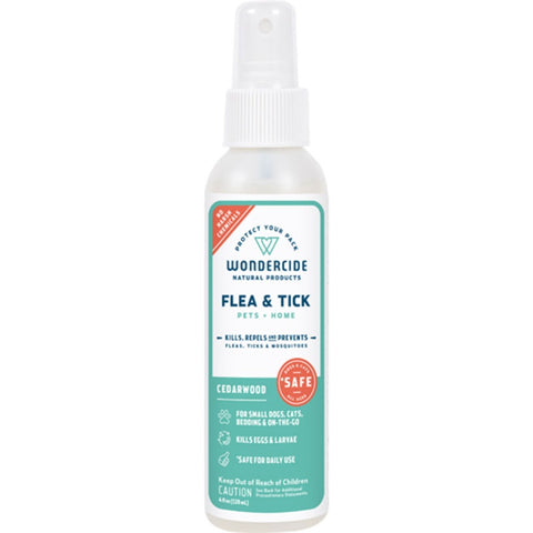 A Spray Bottle of The Wondercide Flea, Tick & Mosquito Spray for Dogs & Cats, Cedarwood 4 oz