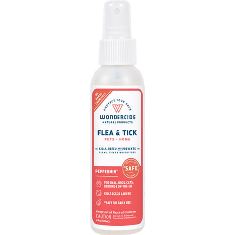 A Spray Bottle of The Wondercide Flea, Tick & Mosquito Spray for Dogs & Cats, Peppermint, 4 oz