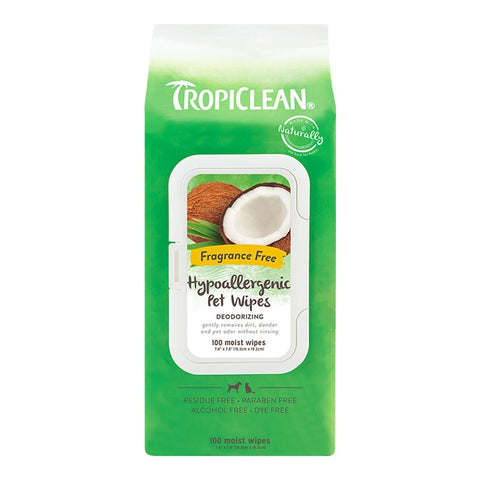 A Photo of The Tropiclean Deodorizing Hypoallergenic Dog & Cat Wipes 100ct Package