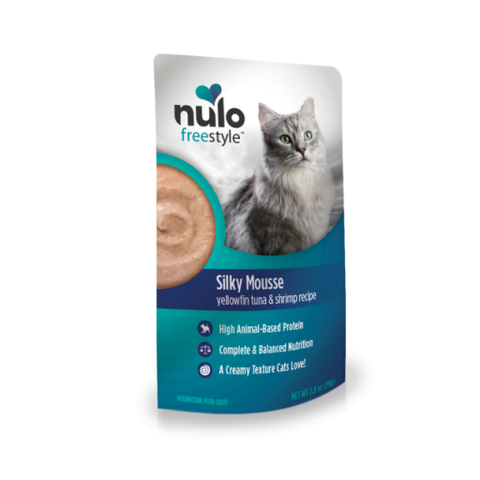 Nulo Cat Silky Mousse, Yellowfin Tuna & Shrimp, 2.8oz Pouch