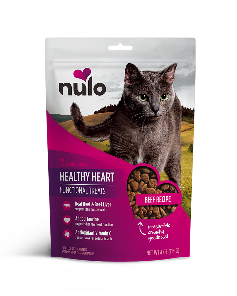 Nulo Healthy Heart Beef Recipe Functional Cat Treats 4oz Brookside Barkery Bath