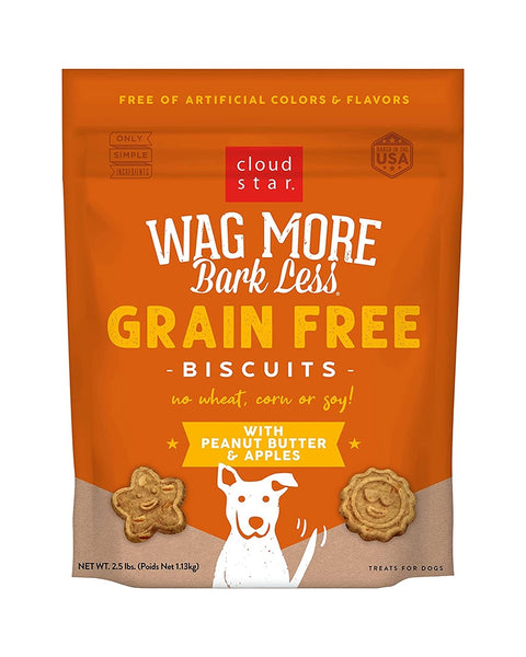 Wag More Bark Less Grain-Free Dog Biscuits: Peanut Butter & Apples 2.5lb