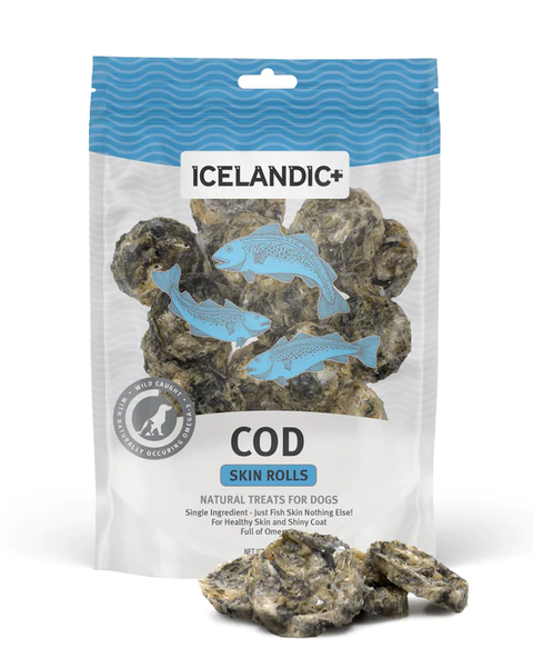Icelandic+ Cod Skin Rolls Dog Treats 3oz