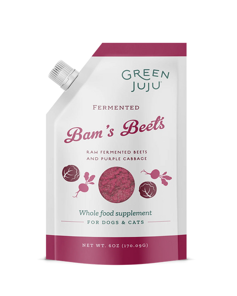 A Bag of Green Juju Bam's Beets Raw Fermented Supplement for Dogs & Cats 6oz