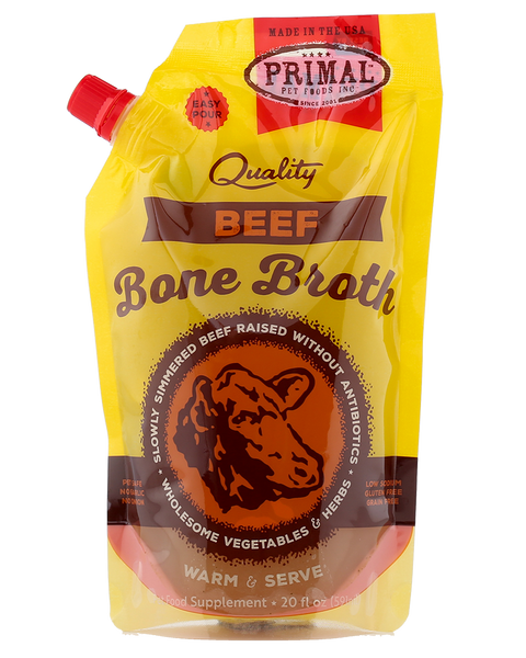 Primal Frozen Beef Bone Broth for Dogs & Cats 20oz