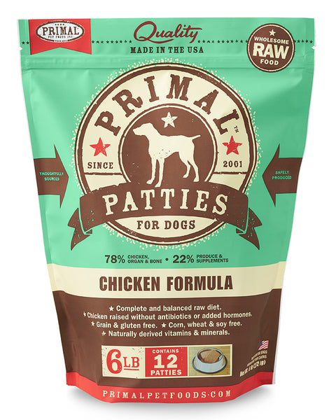 Primal Raw/Frozen Chicken Patties Canine Formula 6lb