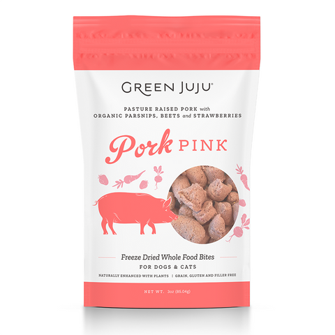 Green JuJu Freeze-Dried Pork Pink Bites for Dogs & Cats 3oz