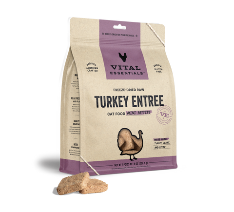 Vital Essentials Cat Freeze Dried Patties Turkey Entree 8oz