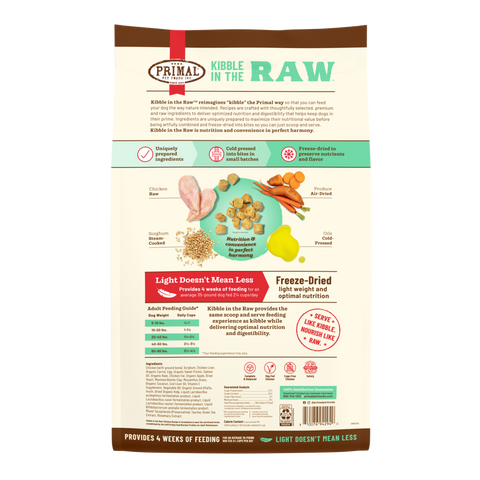Primal Kibble In The Raw Chicken Dog Food Recipe 9lb