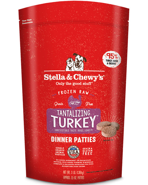 Stella & Chewy's Frozen Turkey Dinner Patties for Dogs 3lb