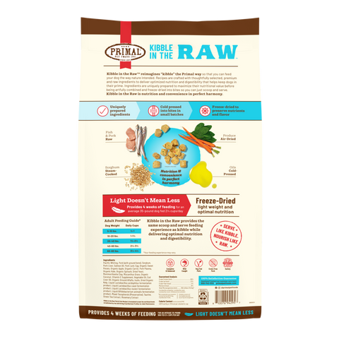 Primal Kibble In The Raw Fish & Pork Dog Food Recipe 9lb