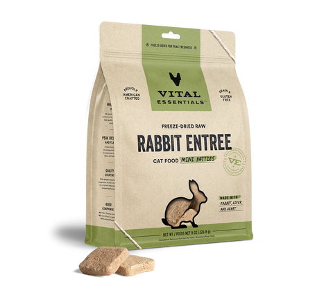 Vital Essentials Cat Freeze Dried Patties Rabbit Entree 8oz
