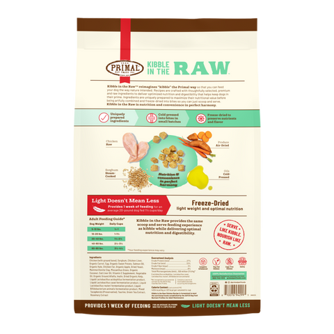 Primal Kibble In The Raw Chicken Dog Food Recipe 1.5lb