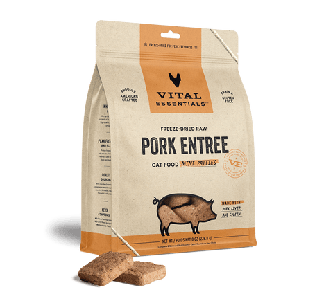 Vital Essentials Cat Freeze Dried Patties Pork Entree 8oz