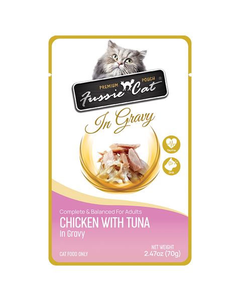 Fussie Cat Pouch Chicken with Tuna in Gravy Wet Cat Food 2.47oz