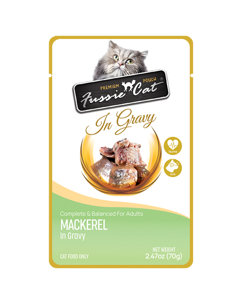Fussie Cat Pouch Mackerel in Gravy Wet Cat Food 2.47oz