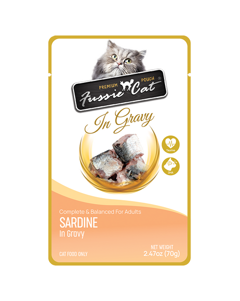 Fussie Cat Pouch Sardine in Gravy Wet Cat Food 2.47oz