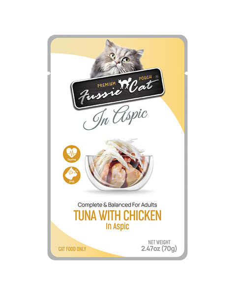 Fussie Cat Pouch Tuna with Chicken in Aspic Wet Cat Food 2.47oz