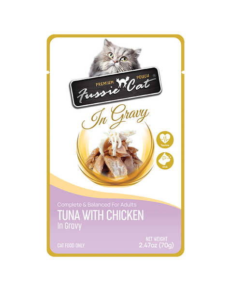 Fussie Cat Pouch Tuna with Chicken in Gravy Wet Cat Food 2.47oz
