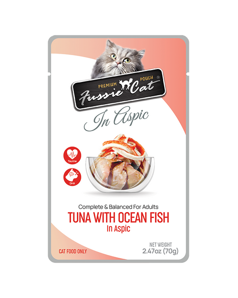 Fussie Cat Pouch Tuna & Ocean Fish in Aspic Wet Cat Food 2.47oz