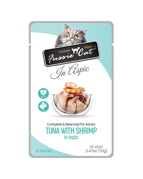 Fussie Cat Pouch Tuna with Shrimp in Aspic Wet Cat Food 2.47oz