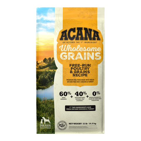 Acana Wholesome Grains Free-Run Poultry Dry Dog Food 32lb