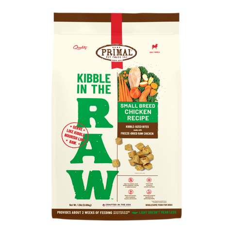 Primal Kibble In The Raw Small Breed Chicken Dog Food Recipe 1.5lb
