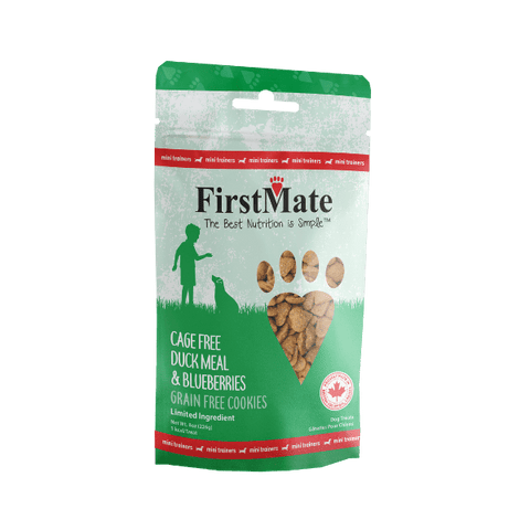 FirstMate Cage Free Duck & Blueberries Mini Trainer Treats 8oz