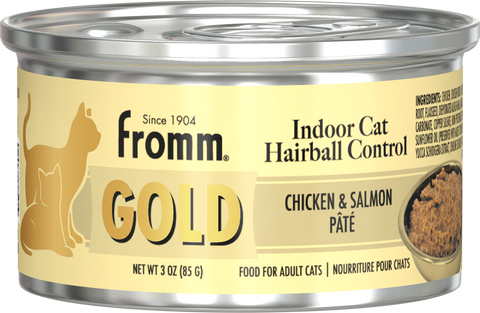 Fromm Gold Indoor & Hairball Adult Chicken & Salmon Pate Wet Cat Food 3oz
