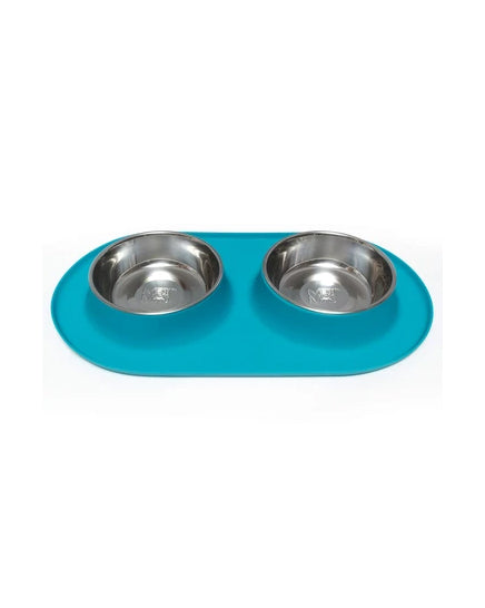 Messy Mutts Double Silicone Dog Feeder with Stainless Bowls, Medium