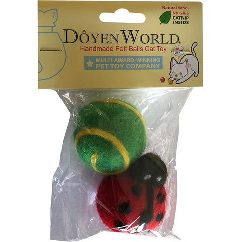 Doyen World Felt Ball 2-Pack - Ladybug Cat Toys