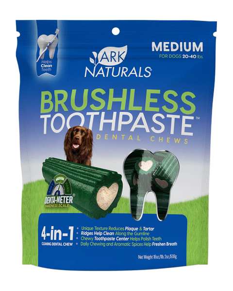 Ark Naturals Brushless Toothpaste Dental Chews for Dogs - Medium 18oz