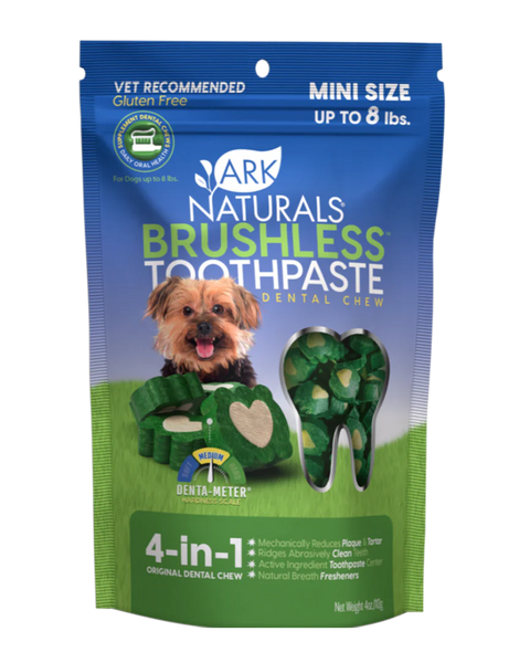 Ark Naturals Brushless Toothpaste Dental Chews for Dogs - Mini 4oz