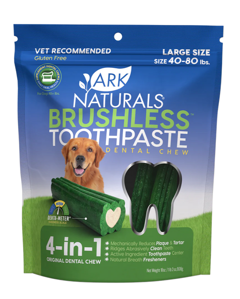 Ark Naturals Brushless Toothpaste Dental Chews for Dogs - Large 18oz