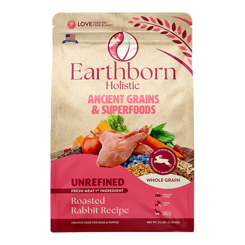 Earthborn Holistic Unrefined Ancient Grains Rabbit Dry Dog Food 25lb
