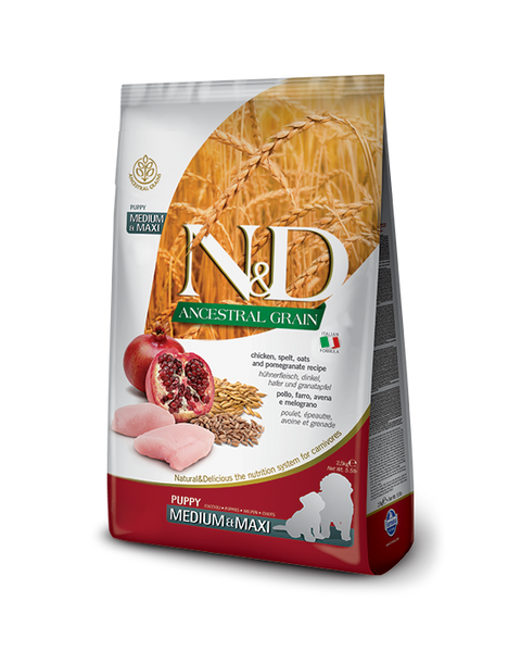 Farmina N&D Ancestral Grain Chicken, Spelt & Pomegranate Puppy Medium & Maxi Dog Food 5.5lb