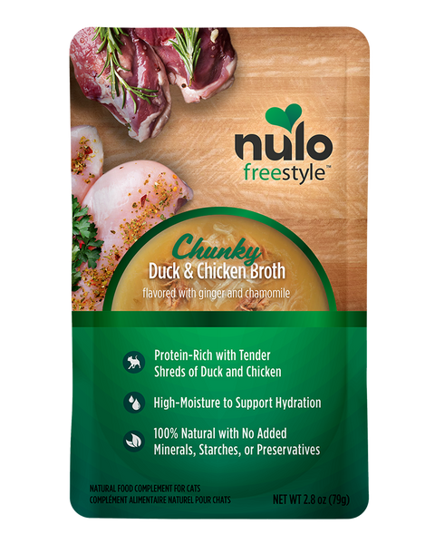 Nulo FreeStyle Chunky Duck & Chicken Broth for Cats 2.8 oz Pouch