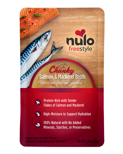 Nulo Freestyle Chunky Salmon & Mackerel Broth for Cats 2.8oz Pouch