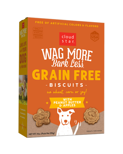 Wag More Bark Less Grain-Free Dog Biscuits: Peanut Butter & Apples 14oz