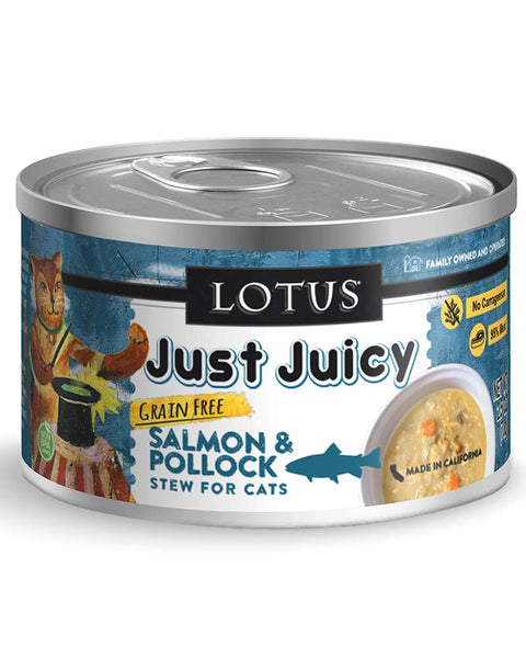 Lotus Just Juicy Salmon & Pollock Stew Canned Cat Food 2.5oz