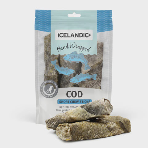 Icelandic+ Hand Wrapped Cod Skin Short Chew Sticks for Dogs 5" (3 pack)
