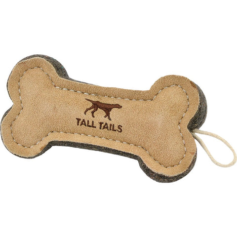 Tall Tails Natural Leather Bone Dog Toy 6"
