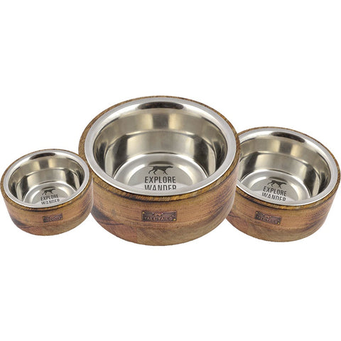 Tall Tails Dog Designer Bowl Stainless Steel & Wood