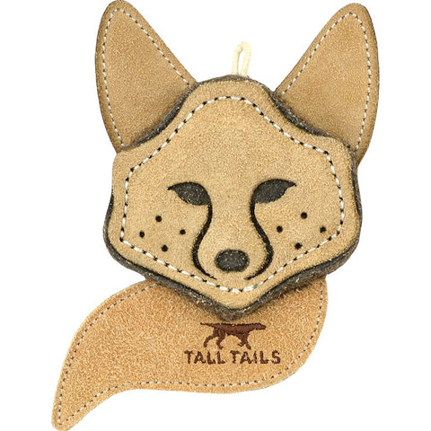 Tall Tails Scrappy Fox Natural Leather Dog Toy 4"