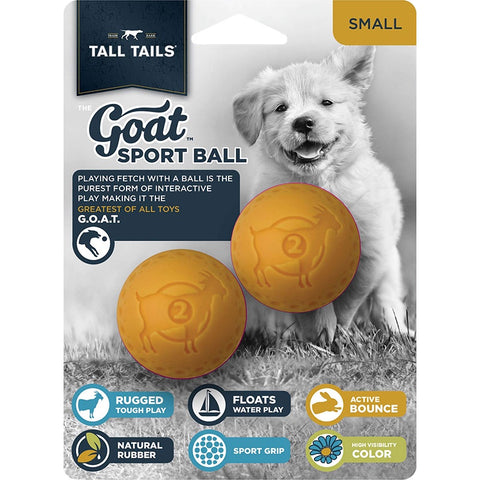 Tall Tails Goat Sport Ball Yellow 2" Dog Toy - 2 Pack