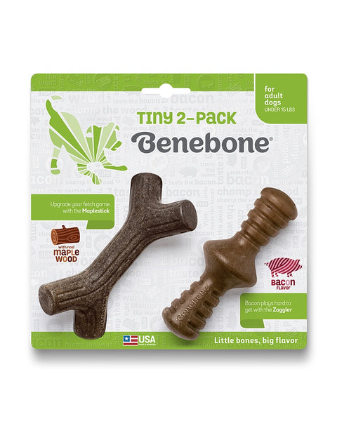 Benebone Tiny Puppy 2-Pack - Maplestick & Bacon Zaggler