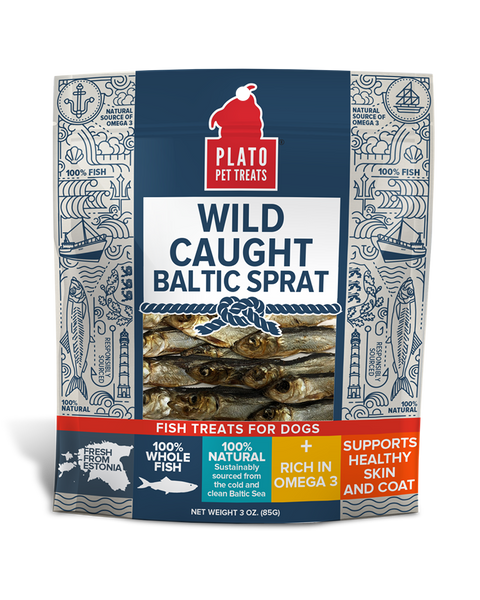 Plato Wild Caught Baltic Sprat Fish Dog Treats 3oz