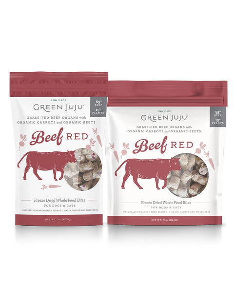Green JuJu Freeze-Dried Beef Red Bites for Dogs & Cats 3oz