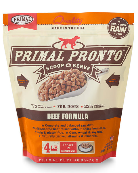 Primal Pronto Raw/Frozen Beef Canine Formula 4lb