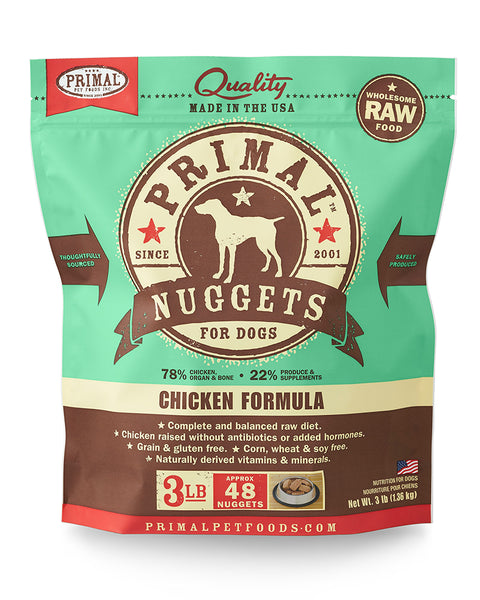 Primal Raw/Frozen Chicken Nuggets Canine Formula 3lb